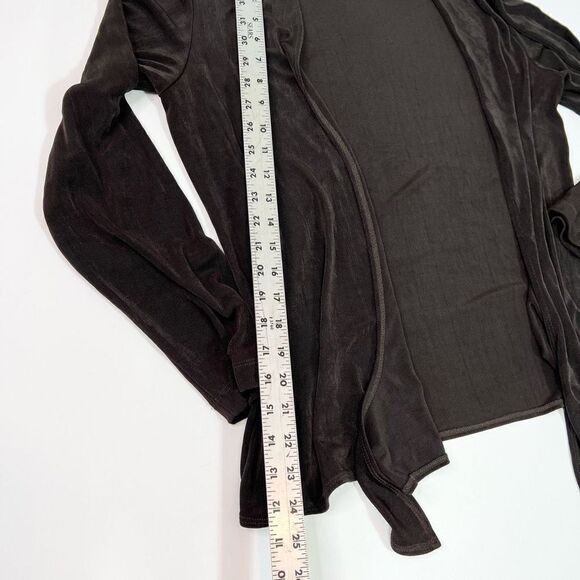 Chicos Travelers Cardigan Women's 1 Medium Brown Open Front Classic Long Sleeve - Picture 3 of 5